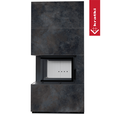 Kaminbausatz KRATKI FLOKI BOX links 8 kW Ø 160 Quarzsinter OSSIDO NERO