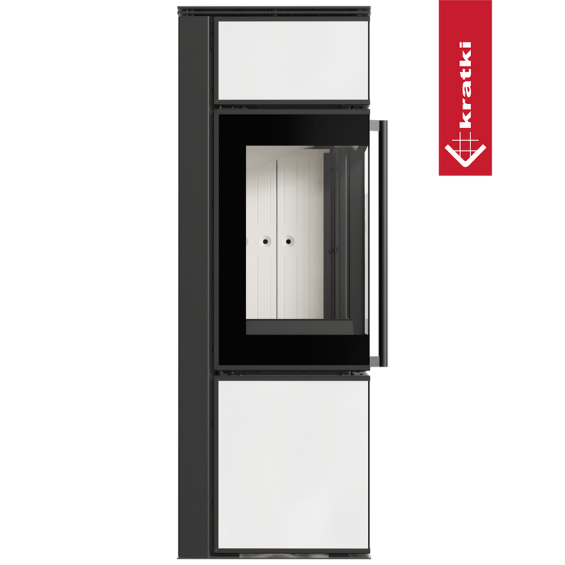 Kaminofen aus Stahl KRATKI TORA/S 8 kW Ø 150 Weißes Glaspaneel
