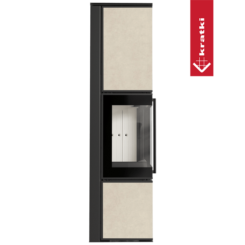 Kaminofen aus Stahl KRATKI TORA/L 8 kW Ø 150 Quarzsinter FOKOS SALE mit Türfeder