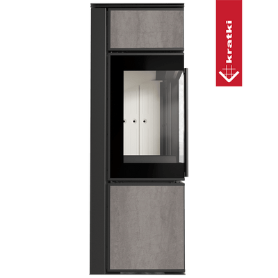 Kaminofen aus Stahl KRATKI TORA/S 8 kW Ø 150 Quarzsinter NATURALI PIETRA DI SAVOIA GRIGIA BOCCIARDATA