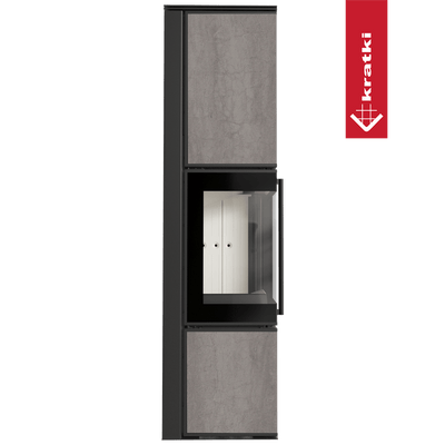 Kaminofen aus Stahl KRATKI TORA/L 8 kW Ø 150 Quarzsinter NATURALI PIETRA DI SAVOIA GRIGIA BOCCIARDATA