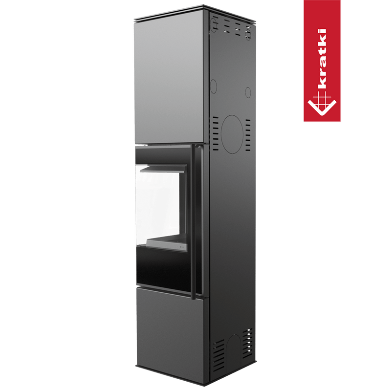 Kaminofen aus Stahl KRATKI REN/L links Ø 150 7 kW schwarz Verkleidung