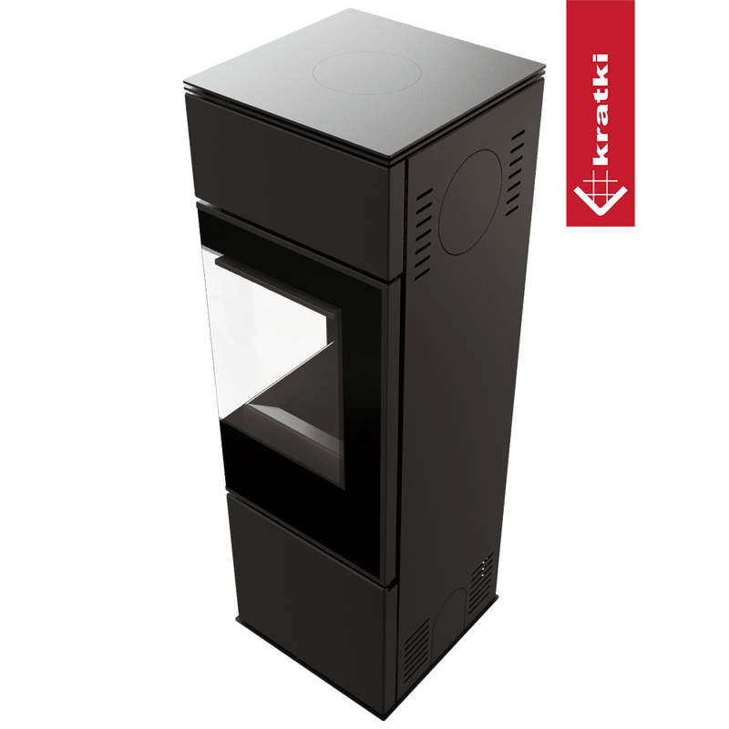 Kaminofen aus Stahl KRATKI REN/S rechts Ø 150 7 kW schwarz Verkleidung