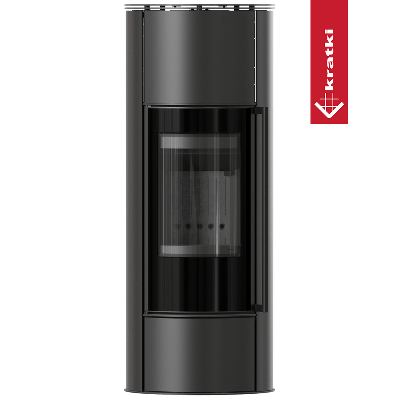Kaminofen aus Stahl KRATKI ERIK Hoch Ø 150 5,5 kW schwarz Verkleidung mit Türfeder