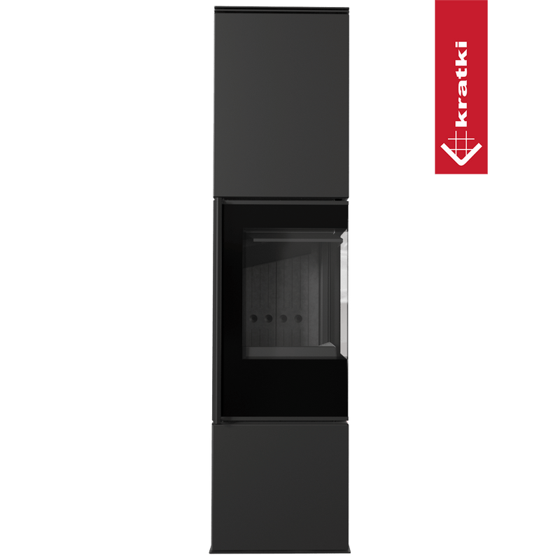 Kaminofen aus Stahl KRATKI REN/L rechts Ø 150 7 kW schwarz Verkleidung mit Türfeder