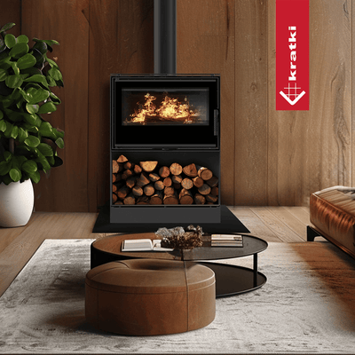 Kaminofen aus Stahl KRATKI KARI 70 Ø 150 8 kW Platz für Holz mit Türfeder