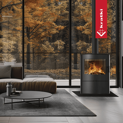Kaminofen aus stahl KRATKI ROLLO/2 Ø 150 8 kW schwarz Verkleidung