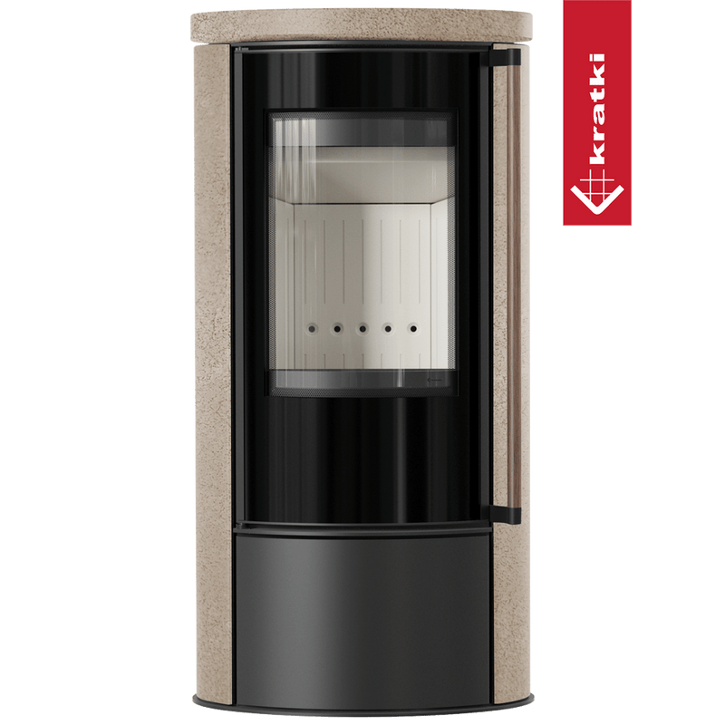 Kaminofen KRATKI ERIK Ø150 5,5 kW Keramik GOLD SATIN + Holzgriff