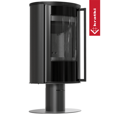 Kaminofen aus Stahl mit Sockel KRATKI ERIK Ø 150 5,5 kW schwarz Verkleidung