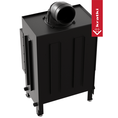 Kamineinsatz aus Stahl KRATKI LUCY links 12 kW Ø 200 schwarz Verkleidung