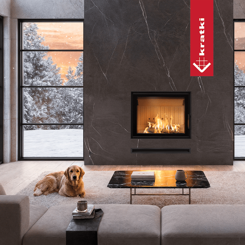 Kamineinsatz aus Stahl KRATKI LUCY 12 kW Ø 200 mit Türfeder