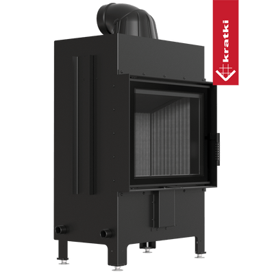Kamineinsatz aus Stahl KRATKI LUCY 12 kW Ø 200 schwarz Verkleidung mit Türfeder