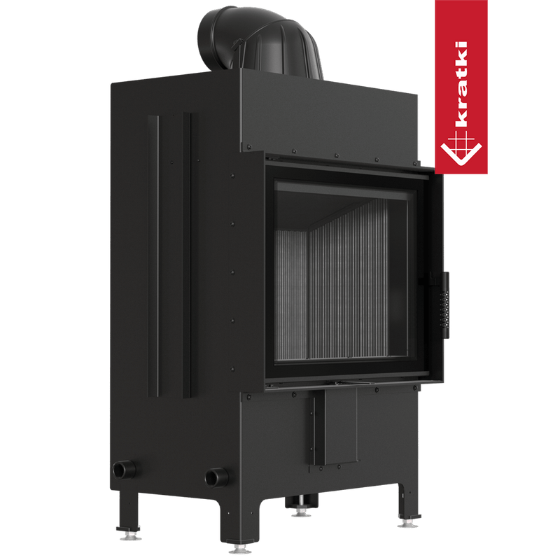 Kamineinsatz aus Stahl KRATKI LUCY 12 kW Ø 200 schwarz Verkleidung mit Türfeder