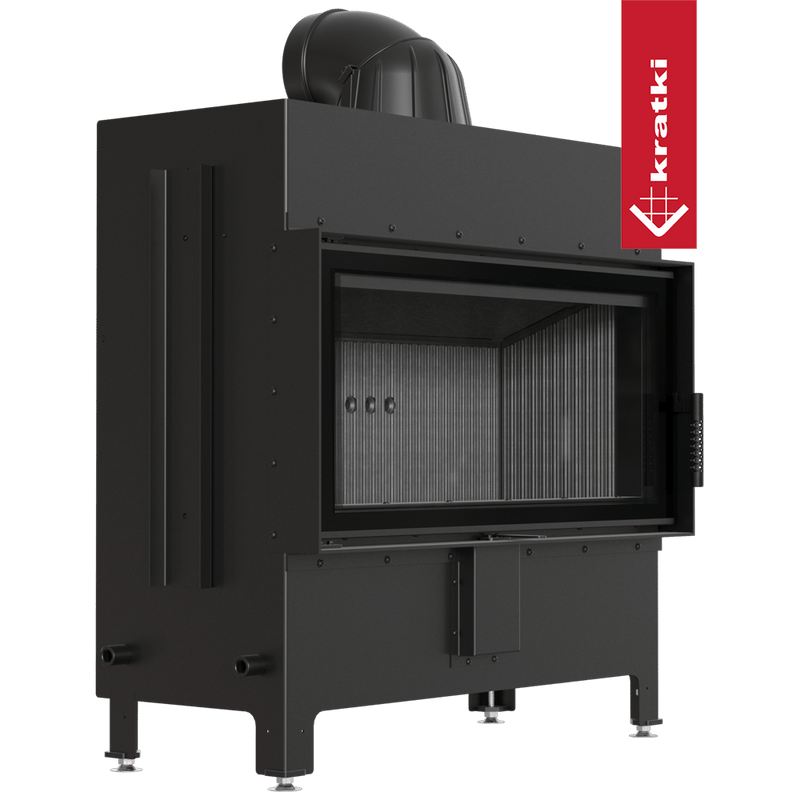 Kamineinsatz aus Stahl KRATKI LUCY 16 kW Ø 200 schwarz Verkleidung
