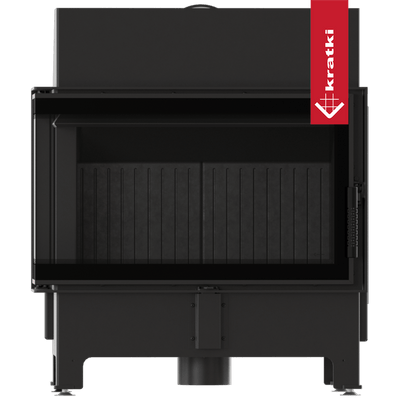 Kamineinsatz KRATKI ZIBI ECO 9,9 kW Ø 180 Eck links, schwarze Verkleidung