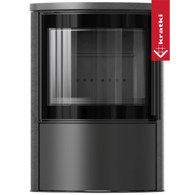 BJORN Ø 150 7 kW freistehender Stahlofen Hochdekorative GRAFITE SATIN Speicherkeramik; Keramikabdeckung; schwarzes Thermotec; mit Verschlussmechanismus