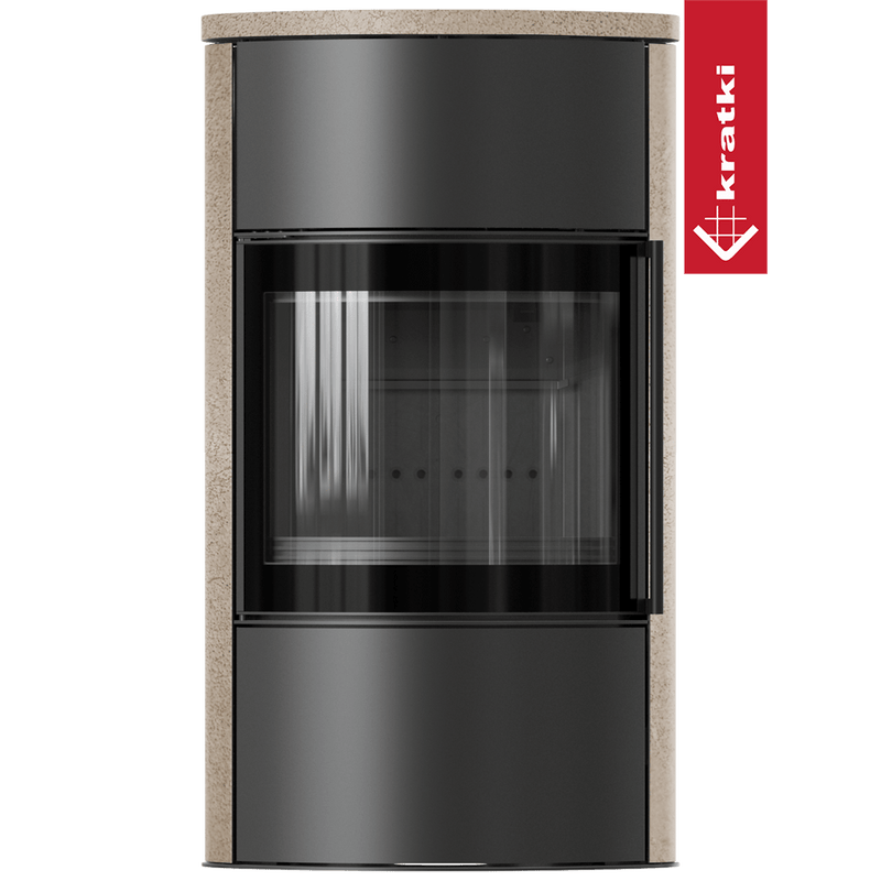 BJORN Ø 150 7 kW freistehender Stahlofen Hochdekorative GOLD SATIN Speicherkeramik; Keramikabdeckung; schwarzes Thermotec
