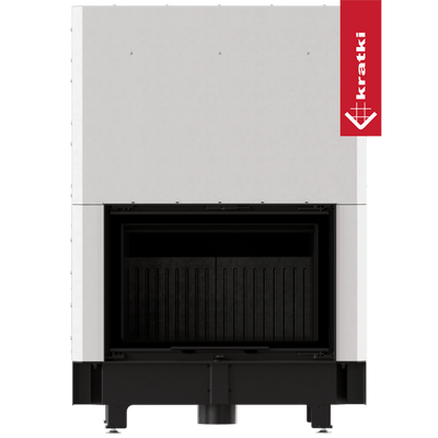 Kamineinsatz KRATKI ZIBI ECO 9,9 kW Ø 180 Schiebetür, selbstschließende Tür, schwarze Verkleidung