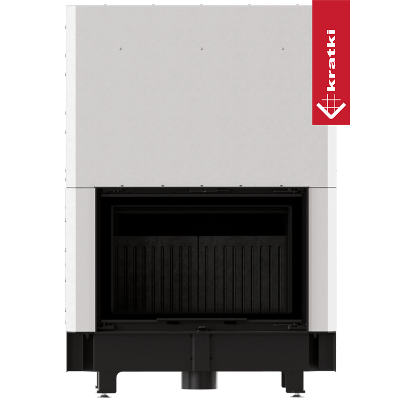 Kamineinsatz KRATKI ZIBI ECO 9,9 kW Ø 180 Schiebetür, selbstschließende Tür, schwarze Verkleidung