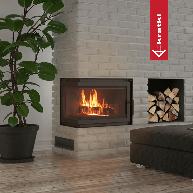 Kamineinsatz Gusseisen KRATKI SIMPLE links 8 kW Ø 150