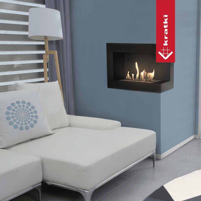 Wandkamin Bioethanol Eckkaminl DELTA rechts 70 cm TÜV
