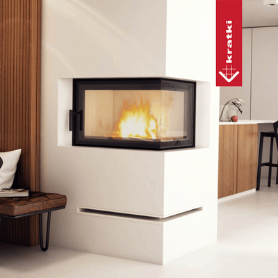 Kamineinsatz aus Stahl KRATKI MBO rechts 15 kW Ø 200