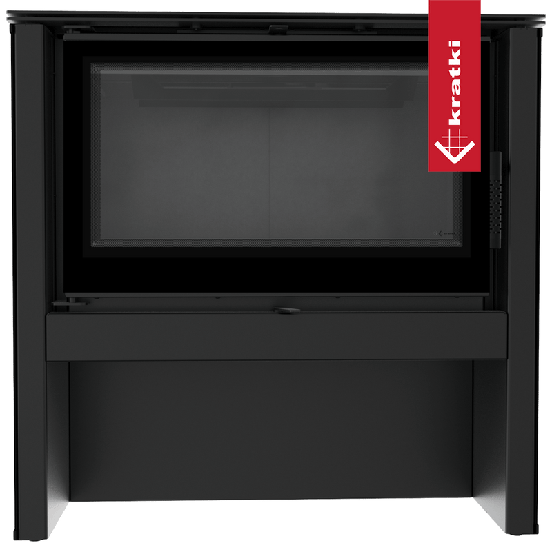 Kaminofen aus Stahl KRATKI JUNO 12 kW Ø 160 schwarzes Paneel schwarz Verkleidung