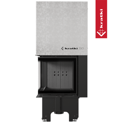 Kamineinsatz aus Stahl KRATKI VNL 480/480 8kW Ø200 mit Schiebetür schwarz Verkleidung