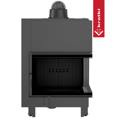 Kamineinsatz aus Stahl KRATKI MBA rechts 17 kW Ø 200 schwarz Verkleidung