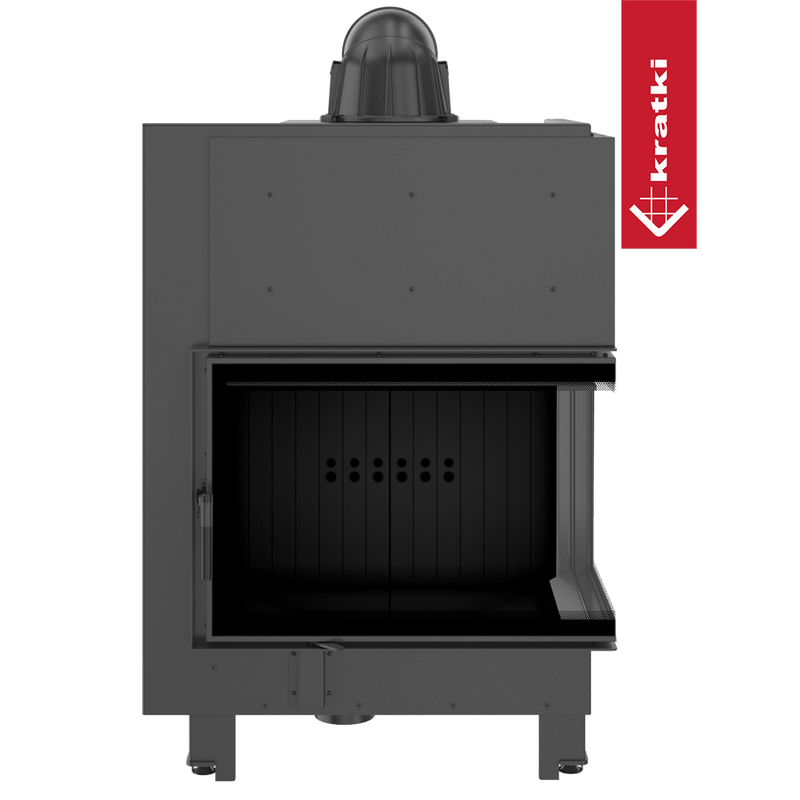 Kamineinsatz aus Stahl KRATKI MBA rechts 17 kW Ø 200 schwarz Verkleidung
