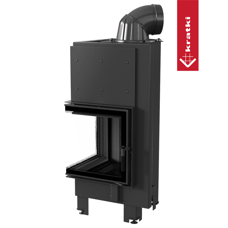Kamineinsatz aus Stahl KRATKI MBN links 8 kW Ø 200 schwarz Verkleidung