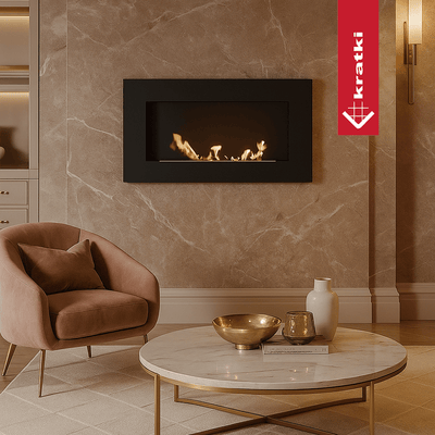 Wandkamin Bioethanol DELTA FLAT TÜV schwarz