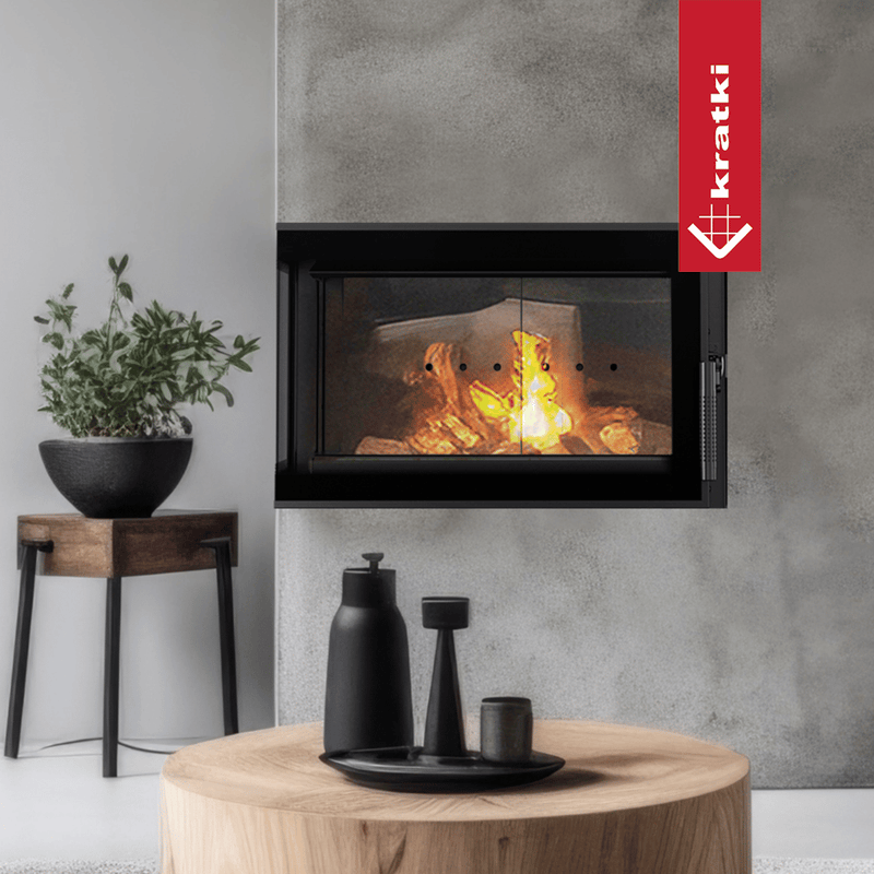 Kamineinsatz aus Stahl KRATKI SIMPLE links 6 kW Ø 150