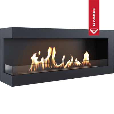 Wandkamin Bioethanol DELTA 1200 TÜV links Deko Steine mit Verglasung Set