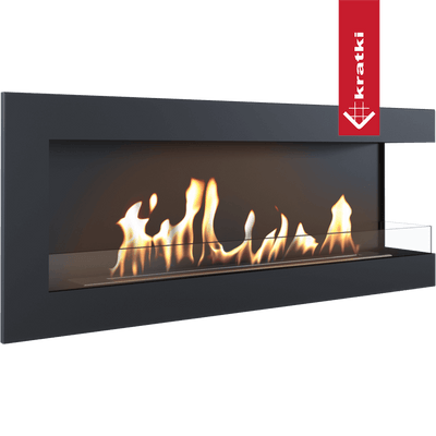 Wandkamin Bioethanol DELTA 1200 TÜV rechts Deko Steine Set