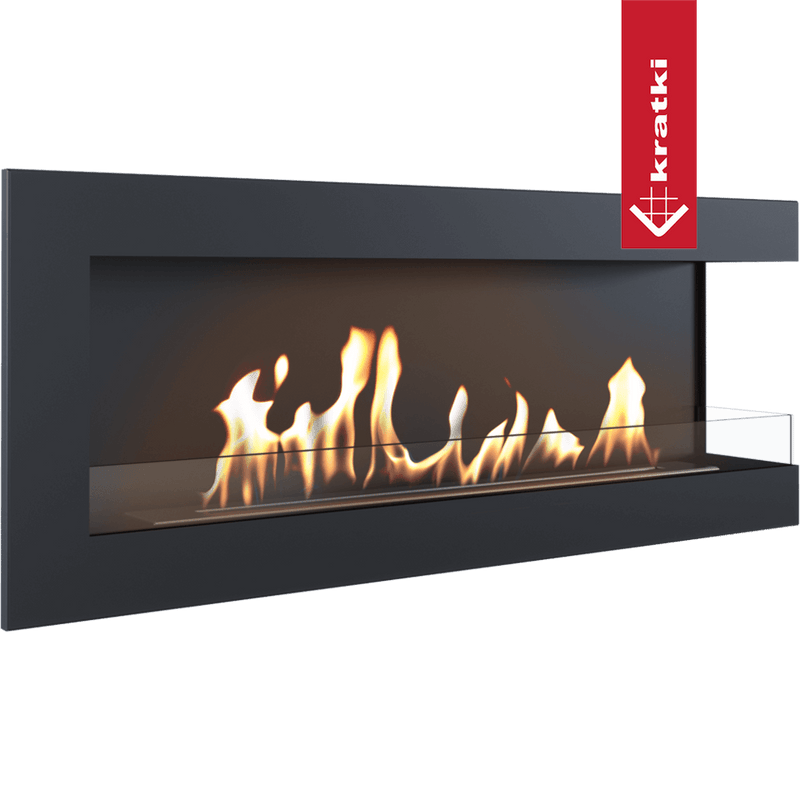 Wandkamin Bioethanol DELTA 1200 TÜV rechts Deko Steine Set