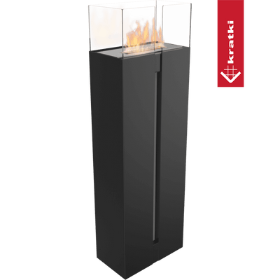 Bioethanol Kamin Freistehend  ROMEO schwarz TÜV Zubehörset
