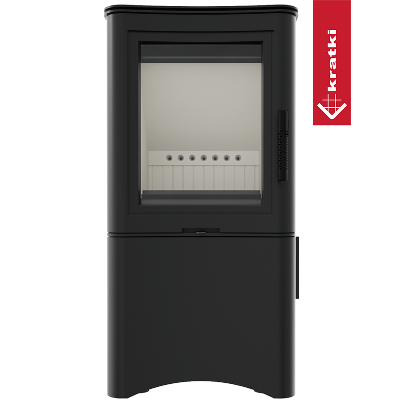 Kaminofen aus Stahl KRATKI K5 Ø 150 7 kW regal für holz mit Tür